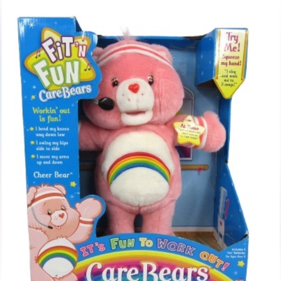 Care Bears Fit ’n Fun Pink Rainbow Bear 2004 New in Box Tested [H3663]